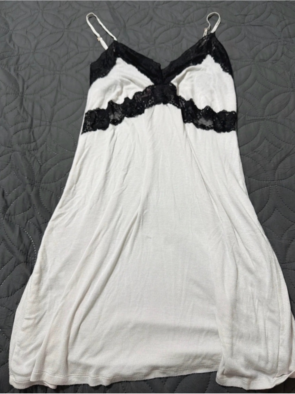 Victoria's Secret White Slip Nightdress with Black Lace